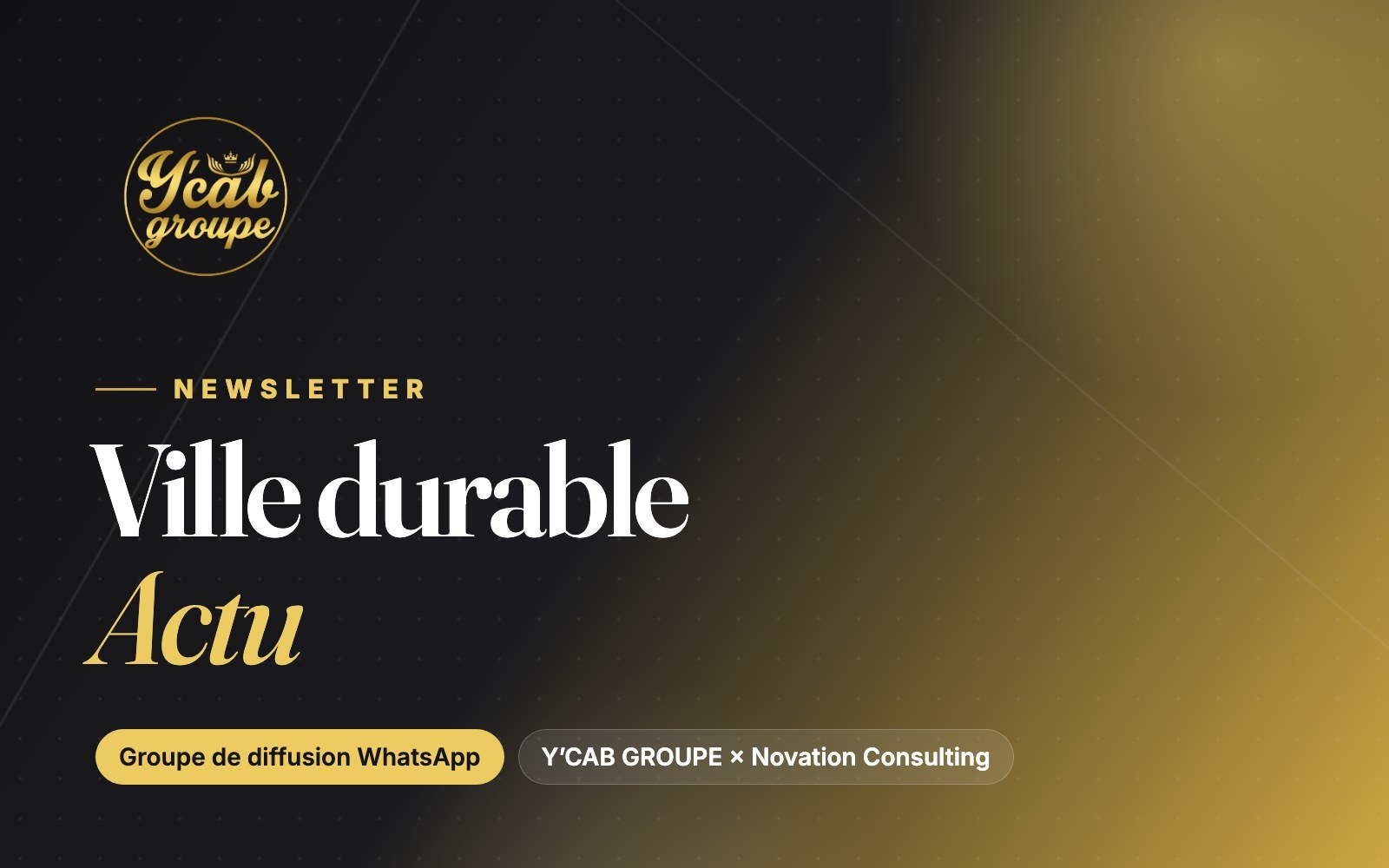 Visuel de la newsletter Ville Durable Actu de Y'CAB GROUPE et Novation Consulting